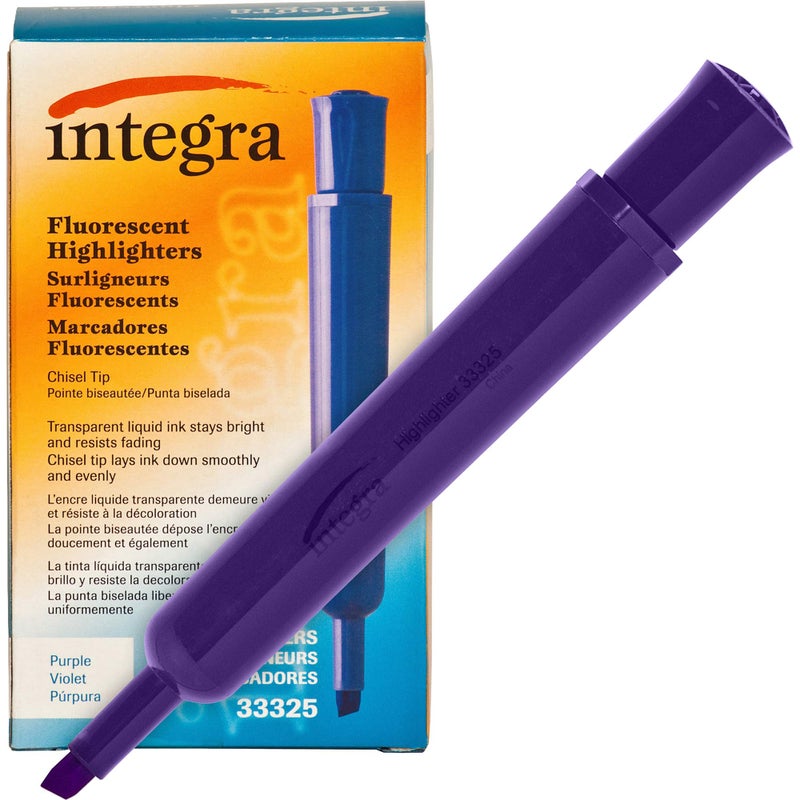 Integra Desk Highlighter, Chisel Tip, Fluorescent Purple (ITA33325) - Image 1
